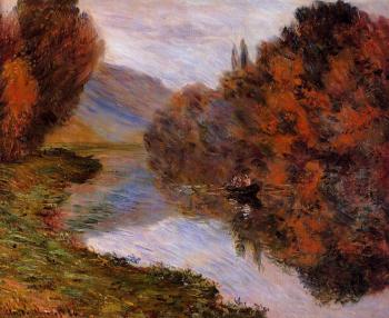 Claude Oscar Monet : Rowboat on the Seine at Jeufosse